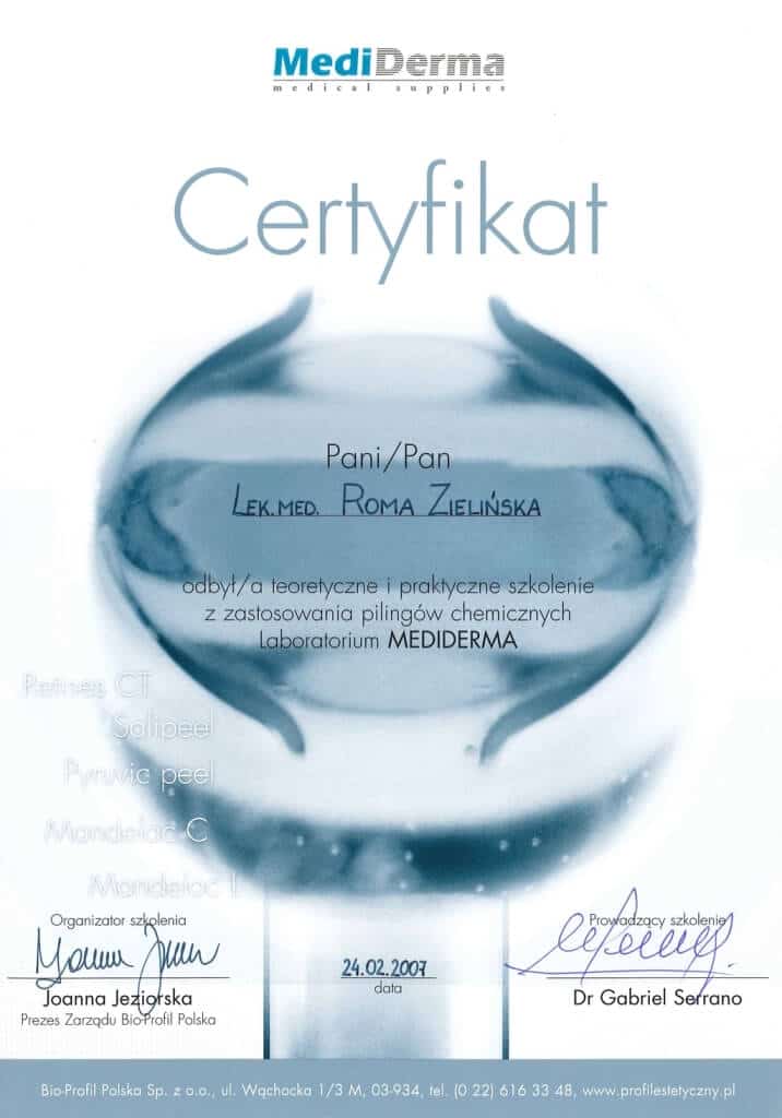 certyfikat odbycia szkolenia