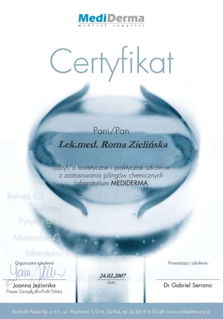 certyfikat ukończenia szkolenia