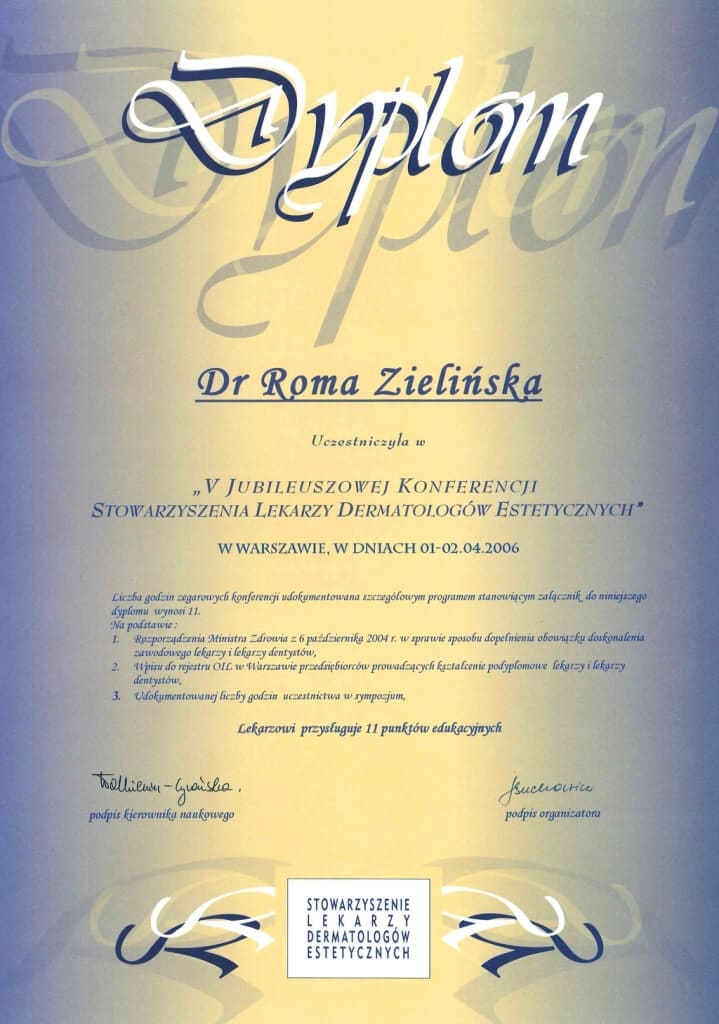 dyplom uczestnictwa w konferencji