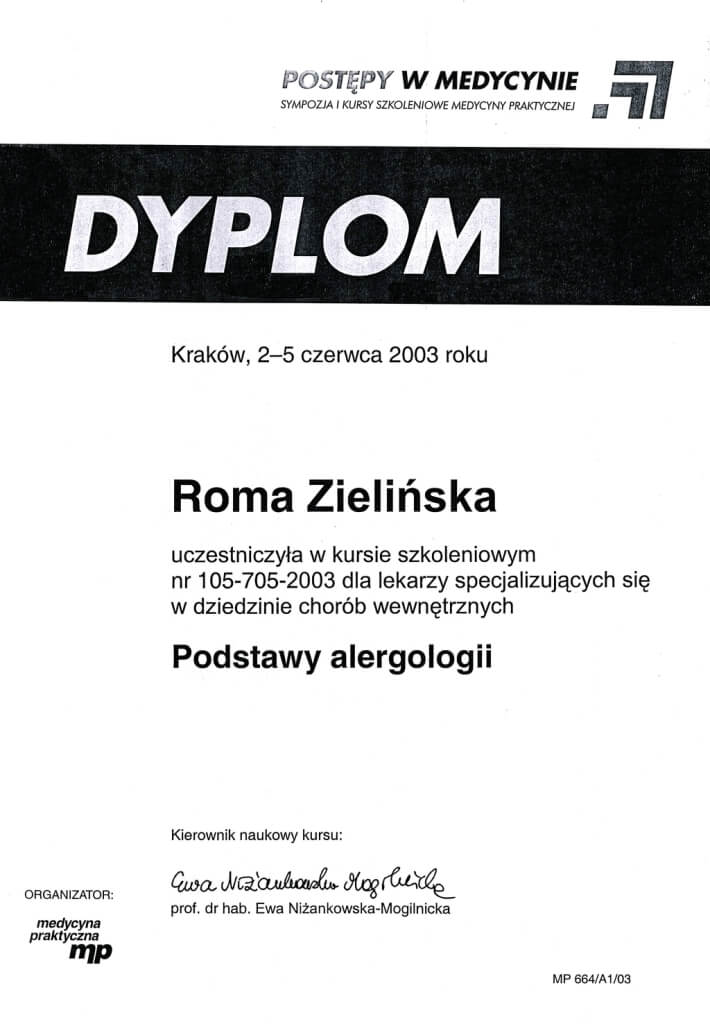 dyplom uczestnictwa w kursie