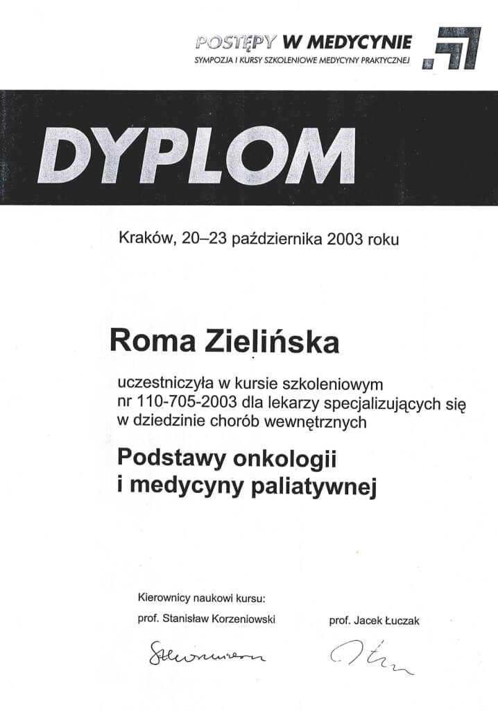 dyplom uczestnictwa w kursie