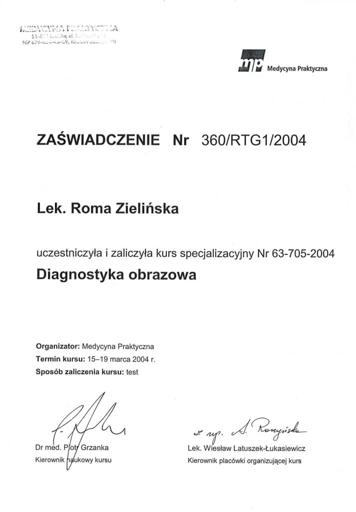 zaświadczenie uczestnictwa w kursie