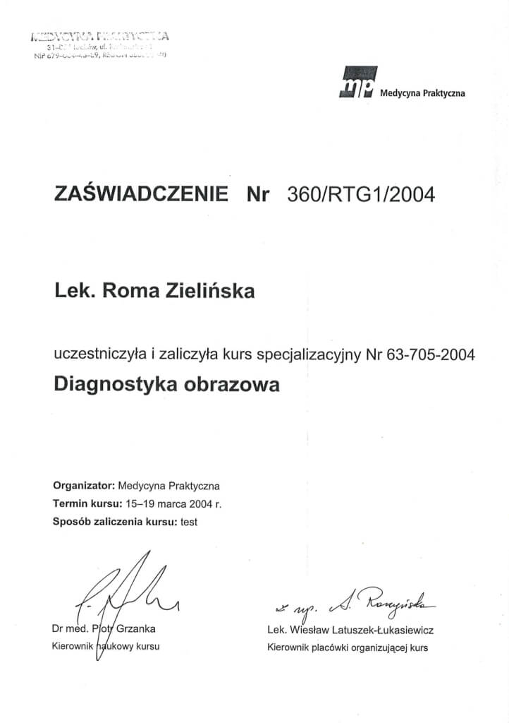 zaświadczenie uczestnictwa w kursie