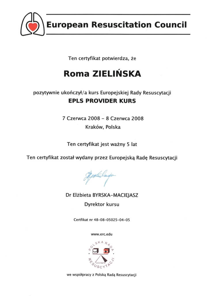 certyfikat ukończenia kursu