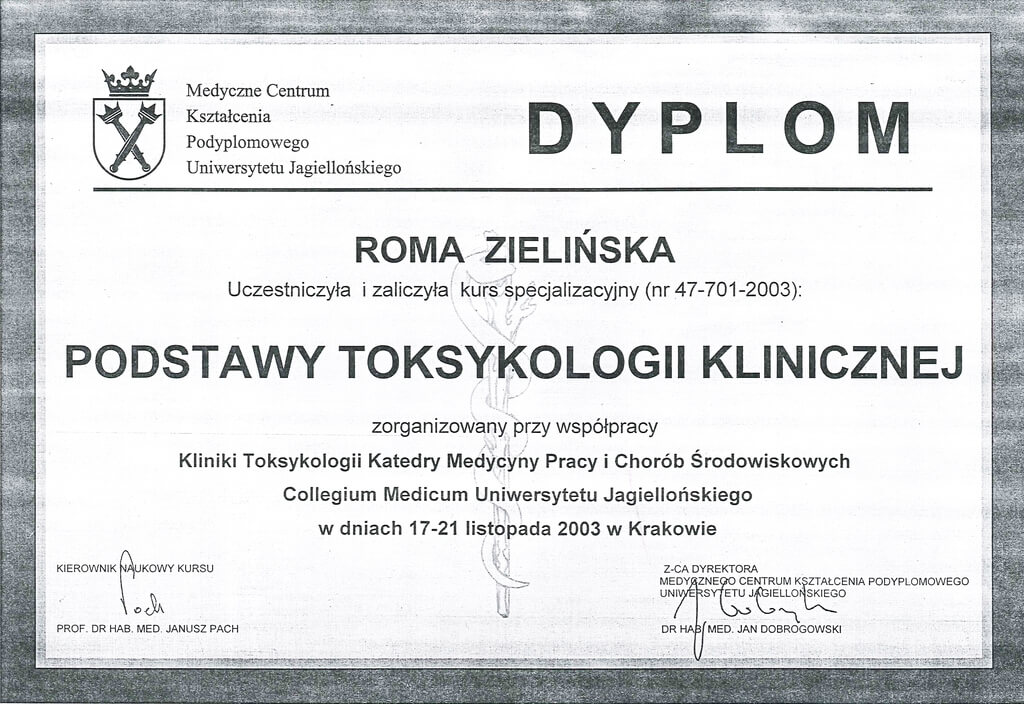 dyplom uczestnictwa w kursie